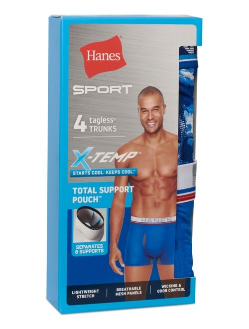 Hanes Men's 4-Pk. Ultimate Sport with X-Temp Total Support Pouch Trunks