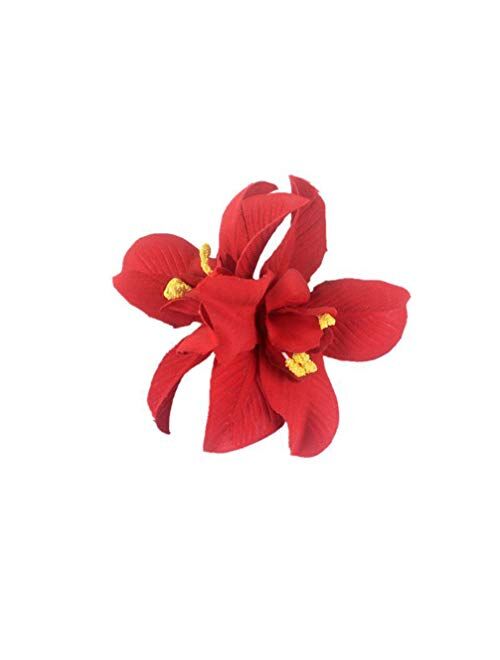 TENDYCOCO Artificial Flower Hair Clip Hawaiian Hibiscus Plumeria Hairpin Orchid Flower Headdress Bobby Pins Headwear for Woman Girl Lady Kids 5pcs (Random Color)