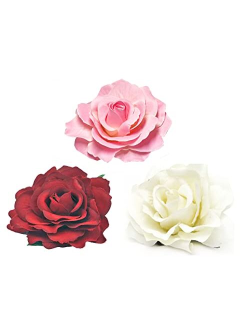 HipGirl 5pc 3" Hawaii Hawaiian Orchid Flower Hair Clip Tropical Hair Accessory Alligator Clip For Moana Party Supplies,Match Beach Dress,Hawaiian Shirt