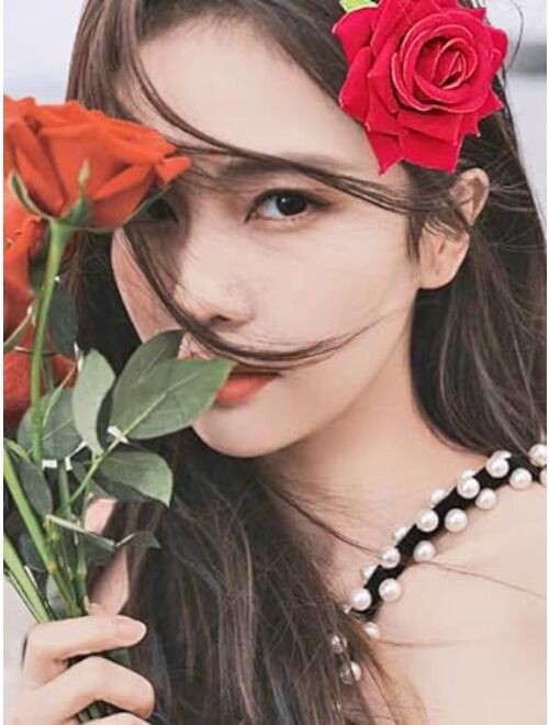 HipGirl 5pc 3" Hawaii Hawaiian Orchid Flower Hair Clip Tropical Hair Accessory Alligator Clip For Moana Party Supplies,Match Beach Dress,Hawaiian Shirt