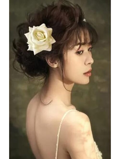 HipGirl 5pc 3" Hawaii Hawaiian Orchid Flower Hair Clip Tropical Hair Accessory Alligator Clip For Moana Party Supplies,Match Beach Dress,Hawaiian Shirt