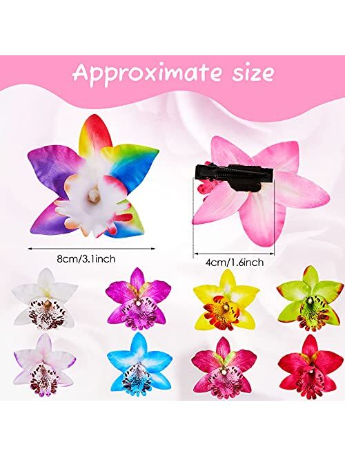 Chuangdi 30 Pieces Orchid Flower Hair Clips Hawaiian Flower Clips Orchid Alligator Clips Bohemian Flower Hair Clips Faux Flower Hair Barrettes for Women Ladies Headwear S