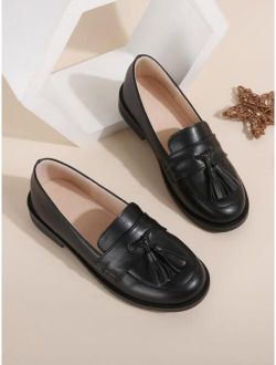 JunLi Shoes Girls Tassel Decor Loafers