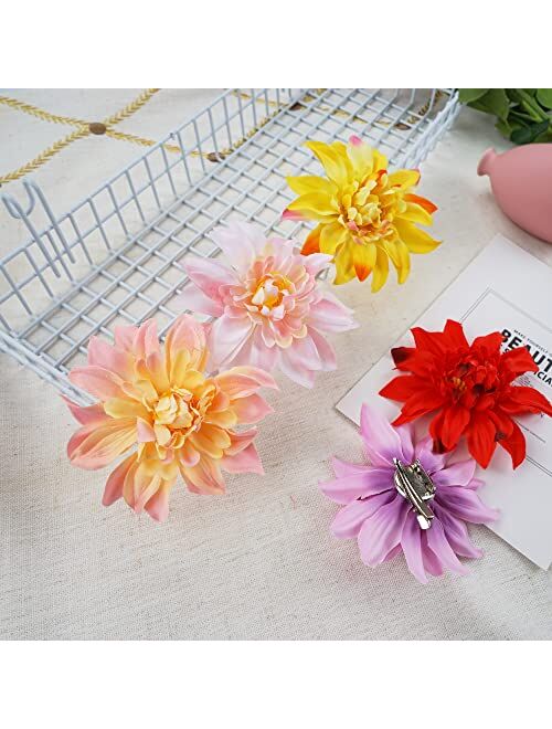 Cellelection 8 Pack Women Girls Flowers Hair Clips Hairpins Floral Brooches Pin Boho Hair Clips for Bridal Wedding Accessory Beach Party Wedding Event Decor