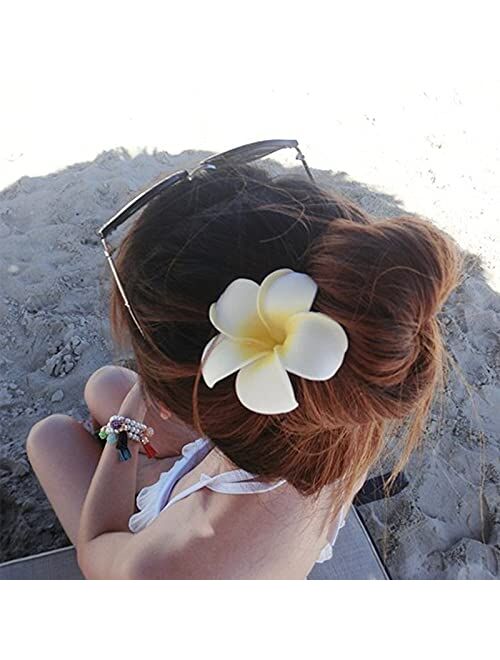 Yaxaming 14 Pcs Orchid Plumeria Hair Clips Chiffon Flower Barrettes Multicolor Floral Women Bridal Headpiece Bohemian Hawaiian Luau Tropical Wedding Beach Party Decoratio