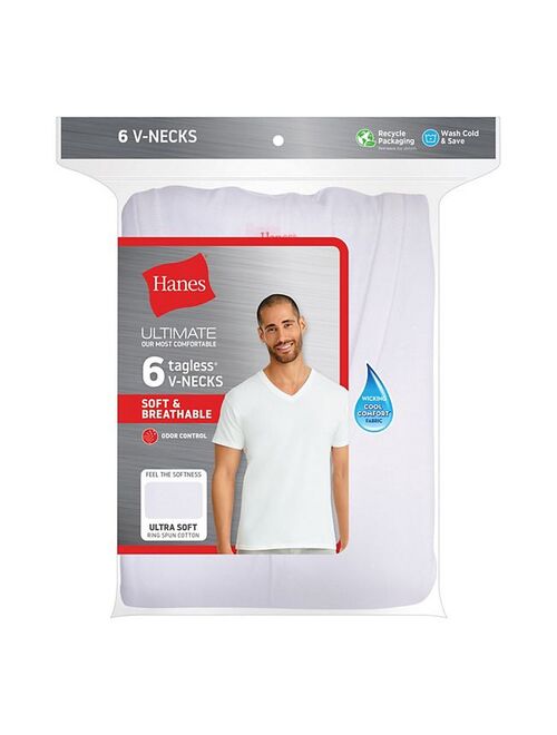 Men's Hanes 6-Pack Ultimate Soft & Breathable V-Neck Tees