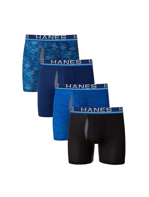 Men's Hanes Sport 4-Pack X-Temp Total Support Pouch Boxer Briefs