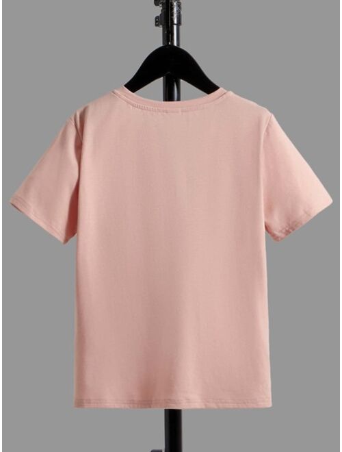 SHEIN Boys Solid Patched Pocket Tee