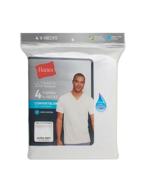 Men's Hanes Ultimate 4-pack ComfortBlend V-neck Tees