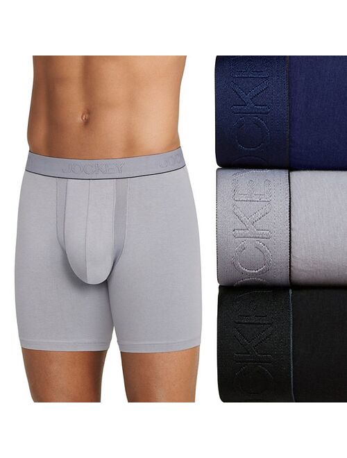 Mens Jockey 3-Pack Chafe Proof Pouch Cotton Stretch Boxer 5" Boxer Brief