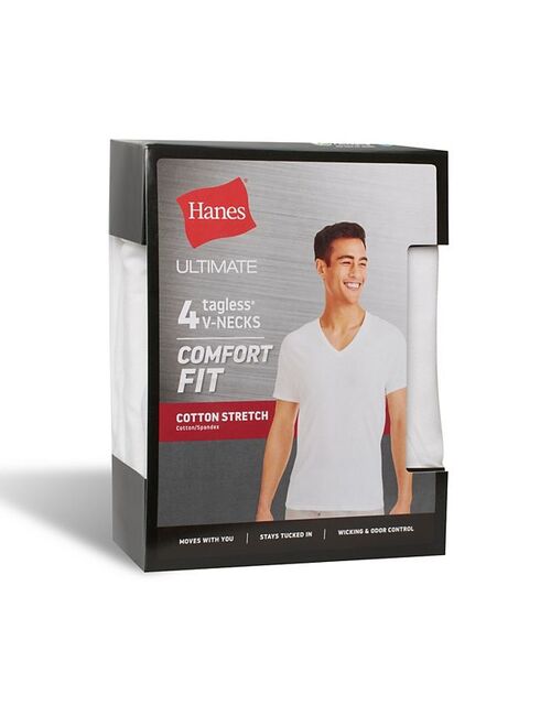 Men's Hanes Ultimate 4-pack Comfort-Fit Stretch V-neck Tees