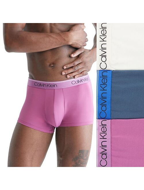 Mens Calvin Klein 3-Pack Microfiber Stretch Low-Rise Trunks