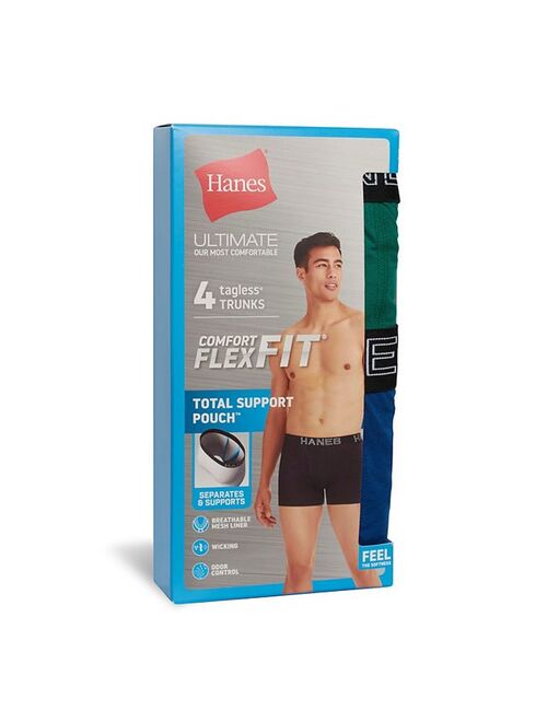 Men's Hanes Ultimate 4-Pack Comfort Flex Fit Total Support Pouch Trunks