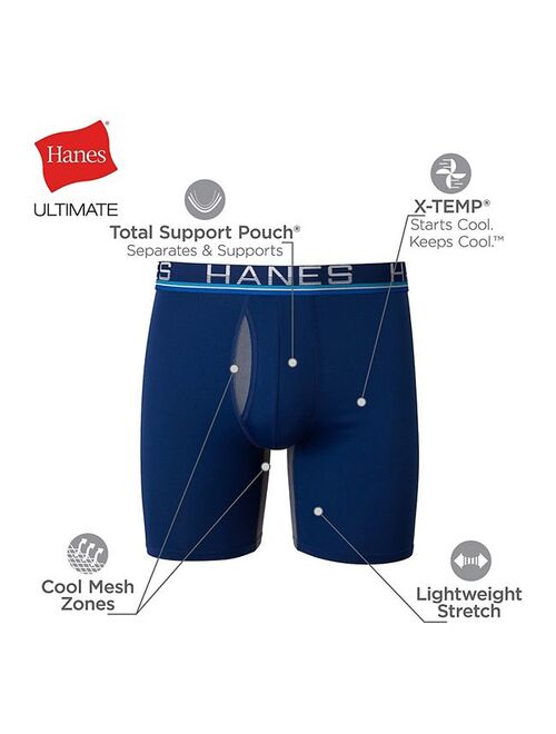 Men's Hanes Sport 4-Pack X-Temp Total Support Pouch Long-Leg Boxer Briefs