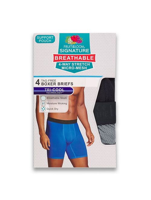 Men's Fruit of the Loom Breathable Micro-Mesh 4-pack Assorted Boxer Briefs