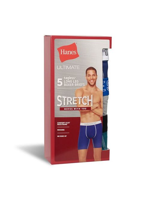 Men's Hanes Ultimate 5-Pack Stretch Long Leg Boxer Brief