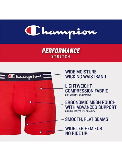 Men's Champion 3-Pack Performance Long-Leg Boxer Brief