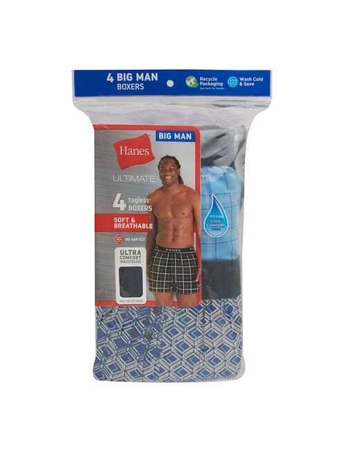 Big & Tall Hanes Ultimate Cool Comfort 4-PackWoven Boxer