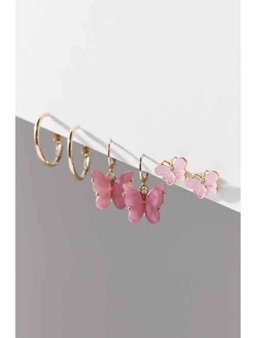 Urban Outfitters Butterfly Post & Hoop Earring Set