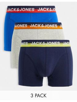 3 pack trunks with ombre waistband in navy and gray