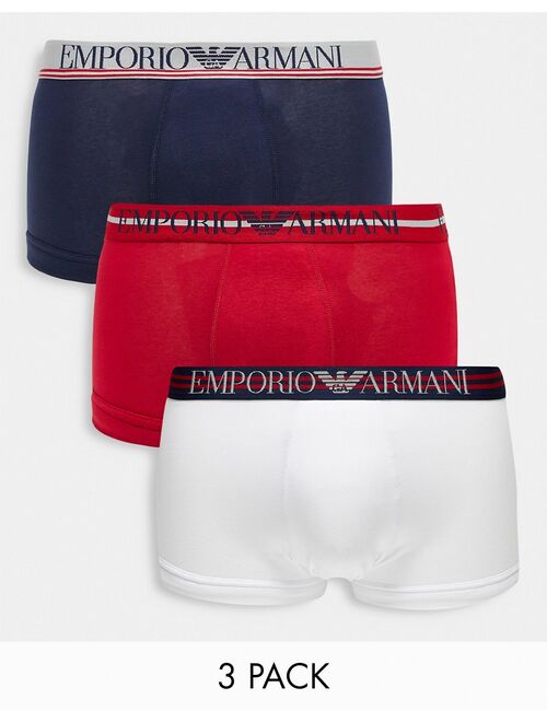 Emporio Armani Bodywear logo 3 pack trunks in multi