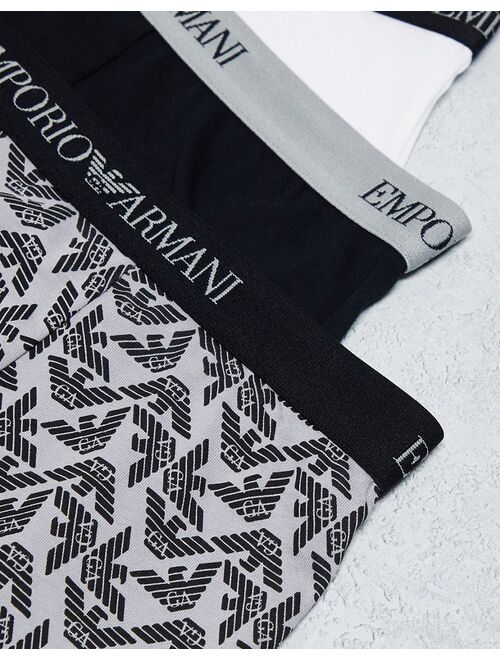 Emporio Armani Bodywear logo 3 pack trunks in black