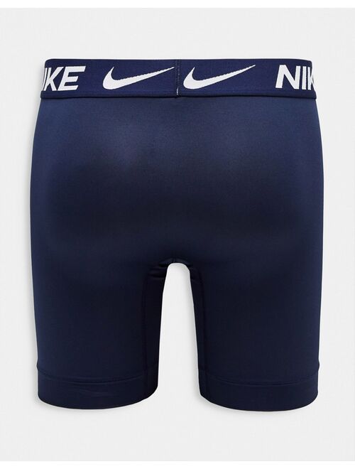 Nike Dri-FIT Essential Micro 3 pack longer length boxer briefs in blue, burgundy and navy
