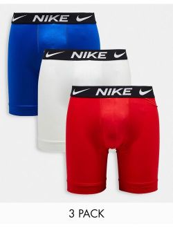 Dri-FIT Essential Micro 3 pack longer length boxer in red, white and blue
