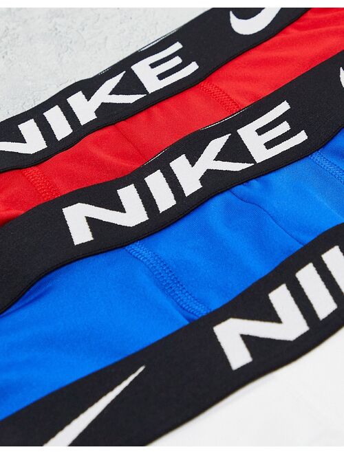 Nike Dri-FIT Essential Micro 3 pack longer length boxer in red, white and blue