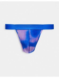 thong in pink and blue printed mesh