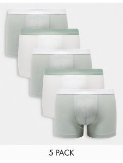 5 pack trunks in gray and white with contrast waistband