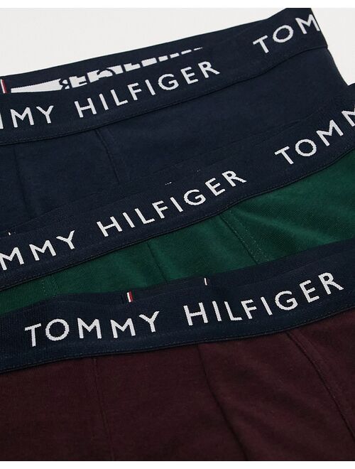 Tommy Hilfiger 3 pack boxer briefs in green, burgundy and navy