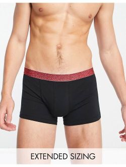 jersey trunks in black with red glitter waistband