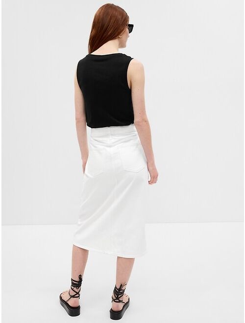 Gap High Rise A-Line Denim Midi Skirt with Washwell