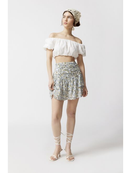 MINKPINK Ruched Floral Mini Skirt