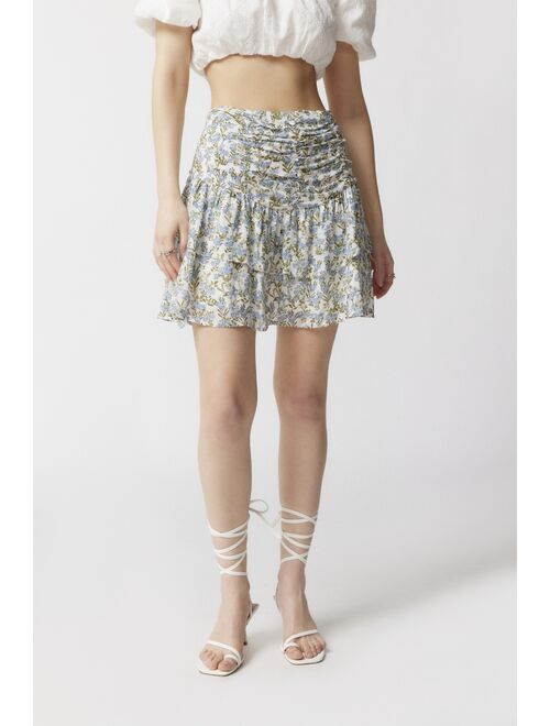 MINKPINK Ruched Floral Mini Skirt