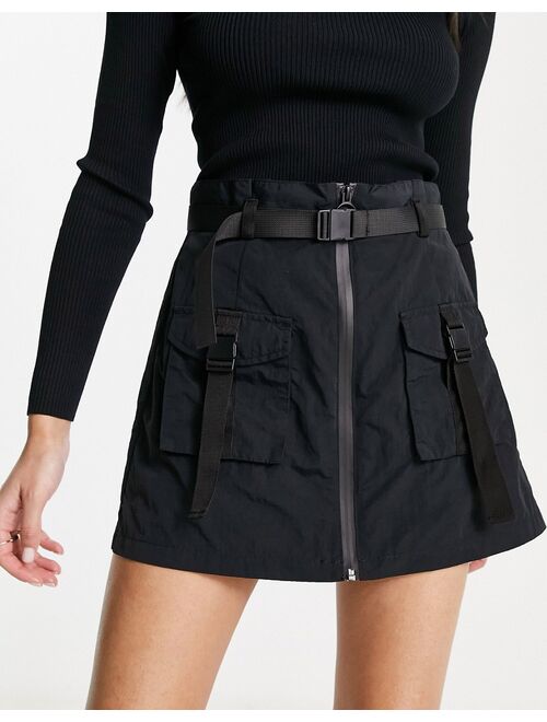 ASOS DESIGN hardware detail mini skirt in black