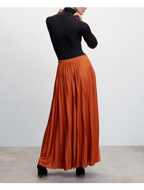 MANGO Women's Plisse Pleated Long Skirt