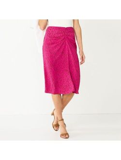 Side Ruched Midi Skirt