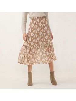 Women's LC Lauren Conrad Smocked Flounce Midi Skirt