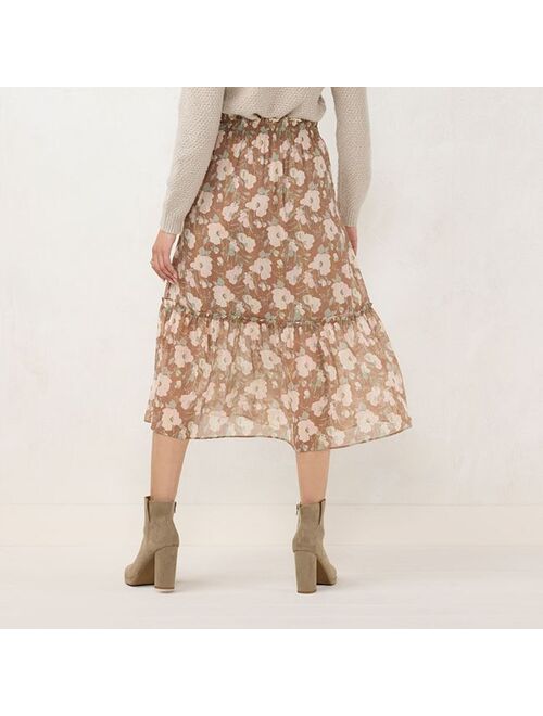 Little Co. by Lauren Conrad Women's LC Lauren Conrad Smocked Flounce Midi Skirt