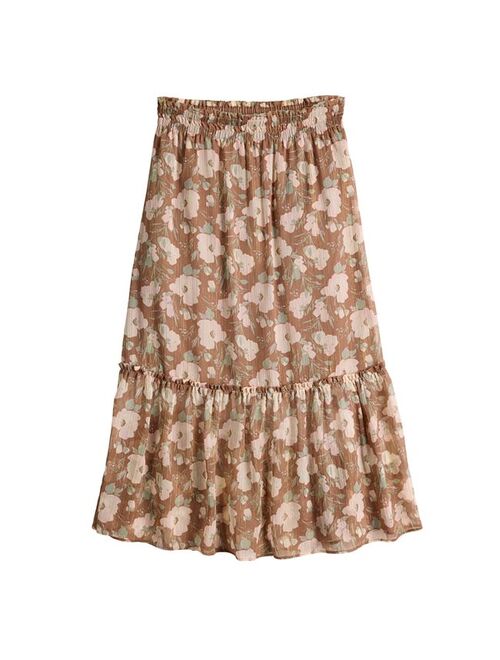 Little Co. by Lauren Conrad Women's LC Lauren Conrad Smocked Flounce Midi Skirt