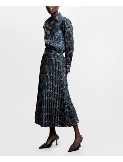 Women's Geometric Print Plisse Pleated Skirt