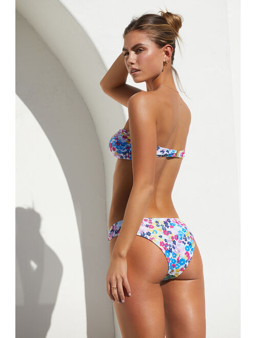 Lulus Soak up the Rays White Multi Floral Print Low-Rise Bottoms