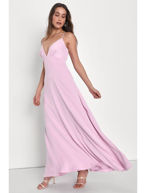 Lulus Captivating Elegance Light Pink Satin Backless Maxi Dress