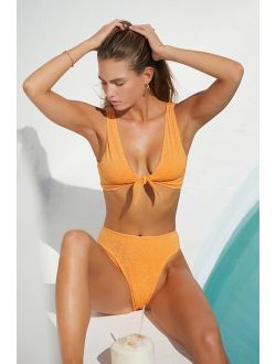 Glittering Waters Orange Sparkling High Rise Bikini Bottoms