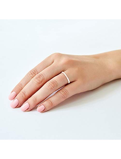 Brilliant Expressions 10K or 14K Yellow, White or Rose Gold Low Dome Comfort Fit Plain and Simple Wedding Band Ring, 2mm