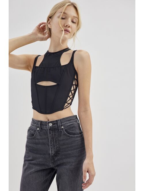 Out From Under Heavy Metal Lace-Up Cropped Top