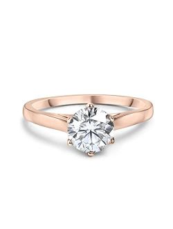 Buy Jewels 10k Solid Gold 6 Prong Round Moissanite Solitaire Engagement Ring for Women 1ct DEW G-H Color VVS1 Quality