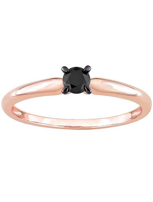 Stella Grace 14k Rose Gold 1/4 Carat T.W Round Cut Black Diamond Solitaire Engagement Ring